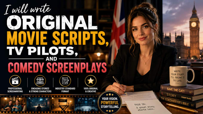 write original movie scripts, TV pilots, and comedy screenplays