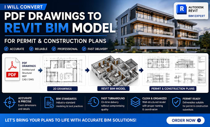 convert PDF to revit bim model fast with accurate floor plan dimensions