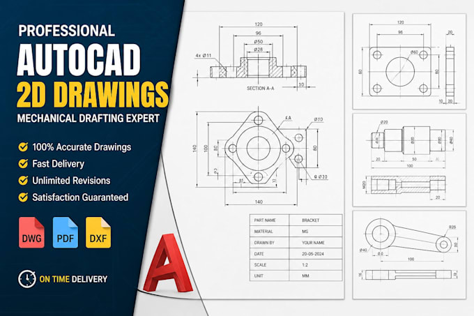 create precise all layouts and aufacturing autocad 2d drawings for cnc machine