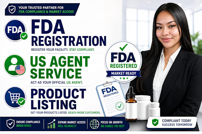do fda registration, US agent service, and product listing