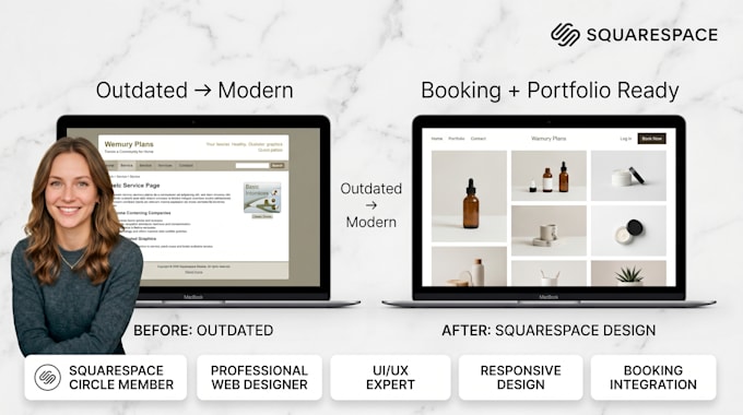 squarespace website design for blog, portfolio and booking website development