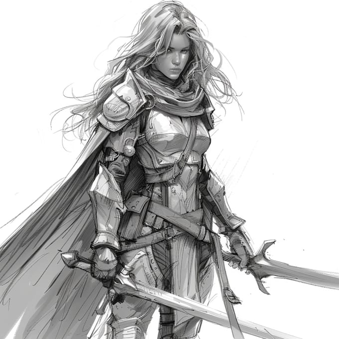 draw character art and fantasy character sketch