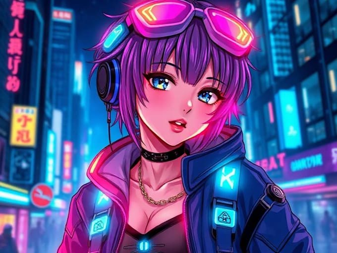 create a fabulous anime character cyberpunk character