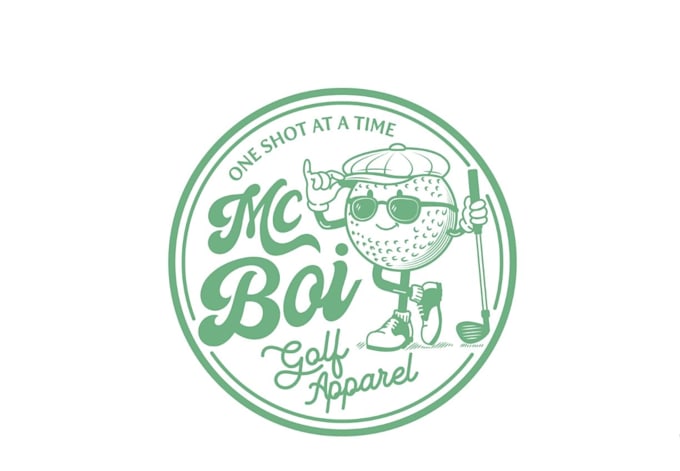 design retro cartoon mascot golf logo