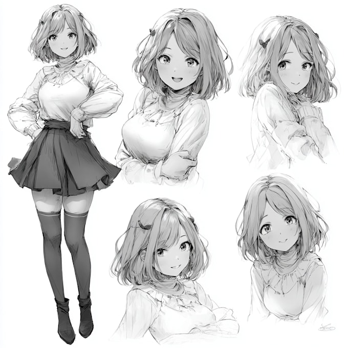 draw detailed anime character sheet