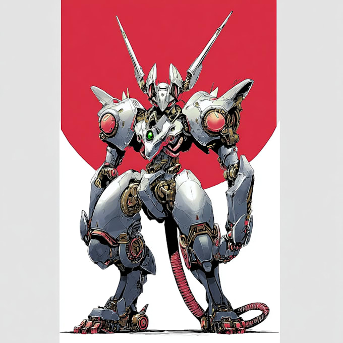 custom futuristic mecha robot character art