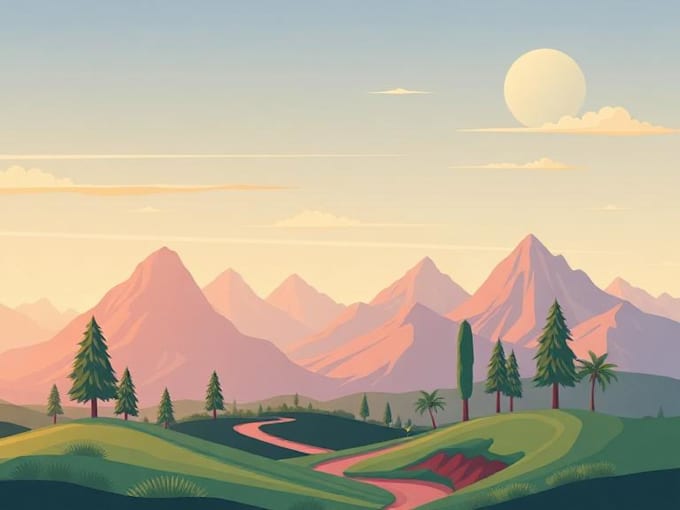 make a vector landscape flat illustration