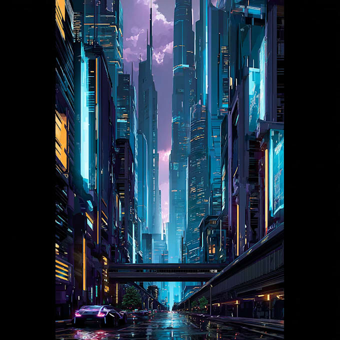 do cyberpunk city design for you