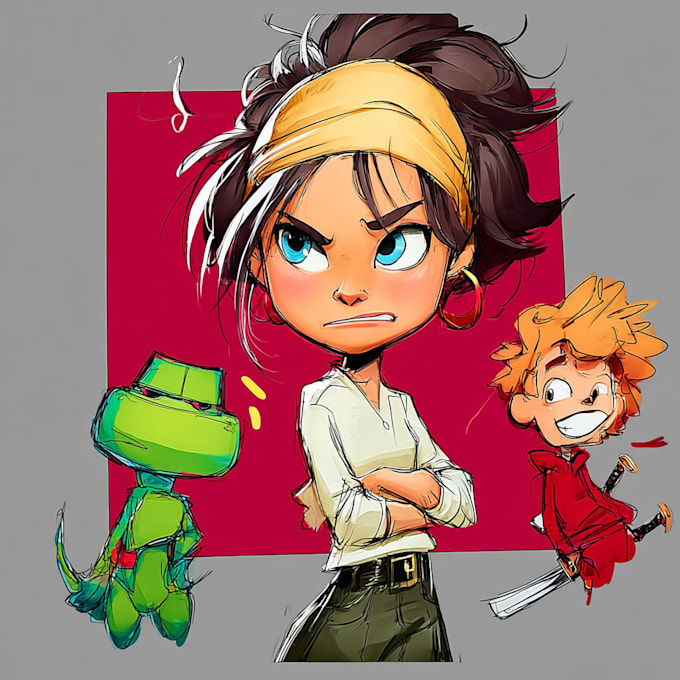 draw cartoon character with fun and dynamic style