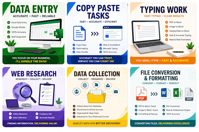 do fast and accurate data entry, copy paste and typing work