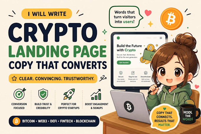 write landing page copy for your bitcoin or crypto startup