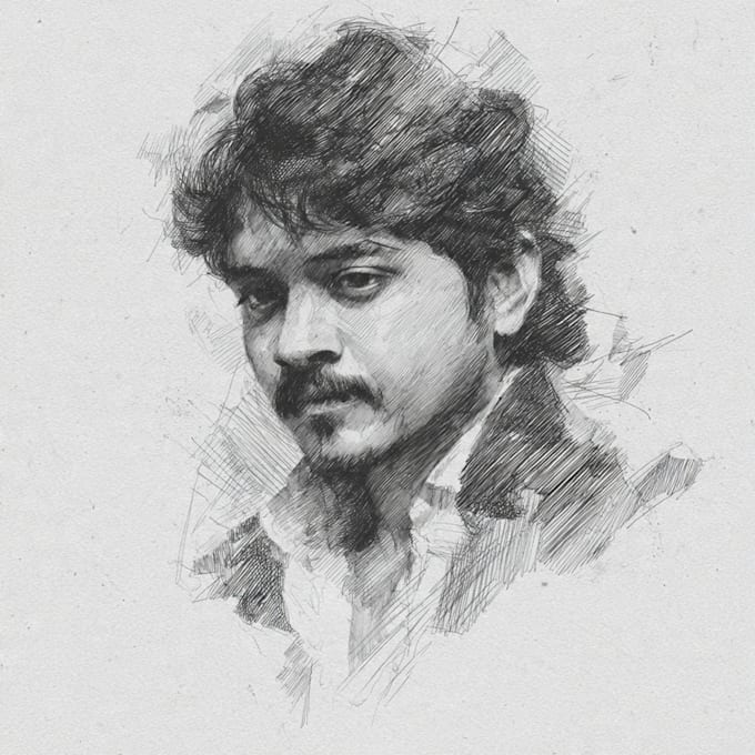 draw a custom digital charcoal pencil portrait