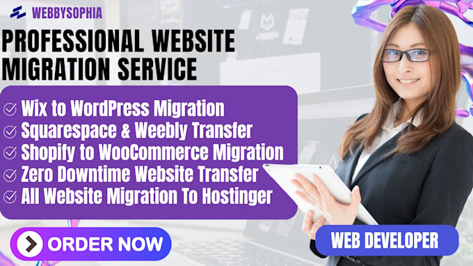 migrate transfer redesign wix squarespace shopify weebly to wordpress hostinger