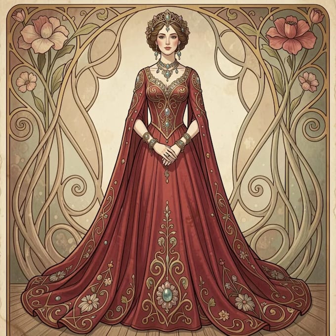 create illustrations in art nouveau style