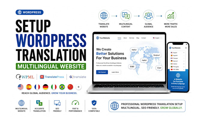 setup wordpress translation multilingual website wpml translatepress gtranslate