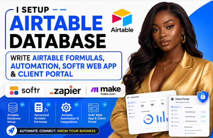 setup airtable database airtable formulas automation softr webapp client portal