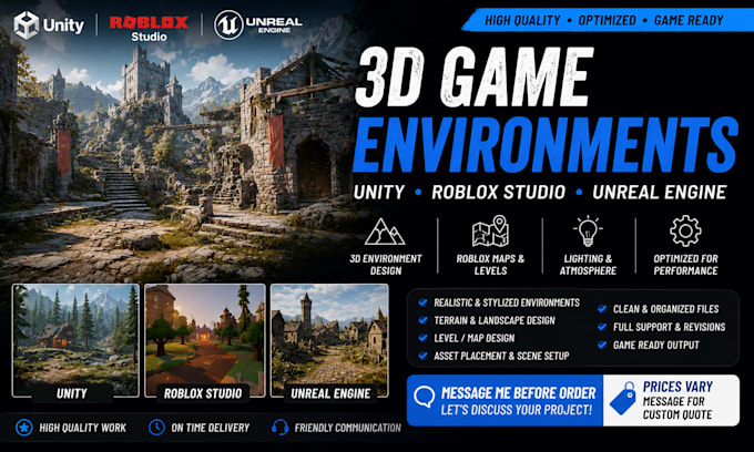 do realistic unity and unreal engine 3d game environment roblox map level design