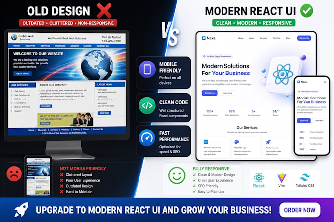 build a responsive react website with modern UI