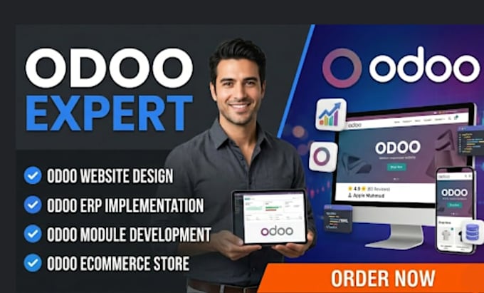 build, customize odoo website design, odoo module, and odoo erp implementation