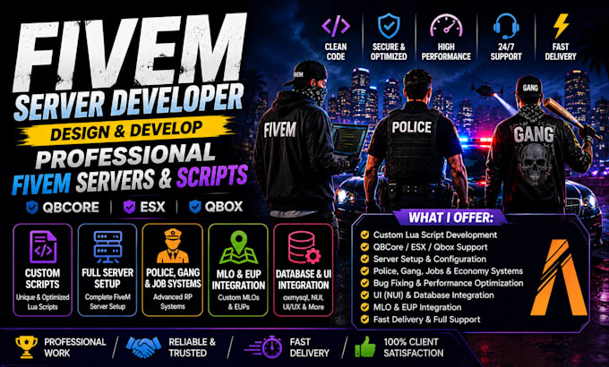 design, develop professional fivem servers and scripts