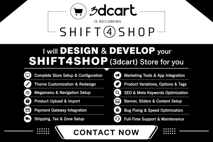 design and develop shift4shop website design 3dcart build to shopify migration