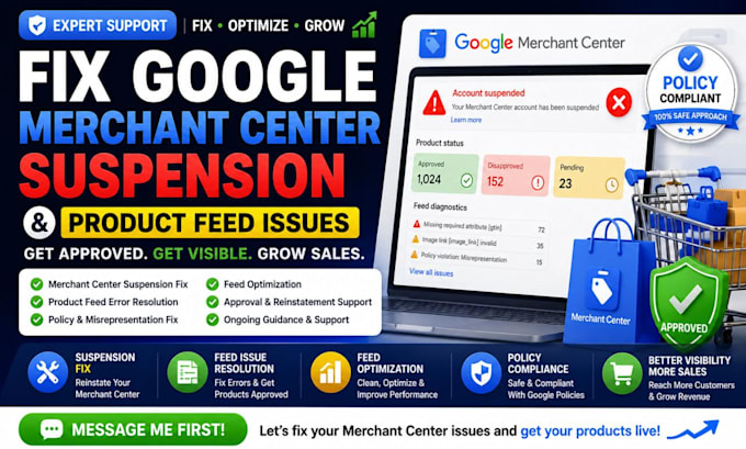 fix google merchant center suspension and product feed issues