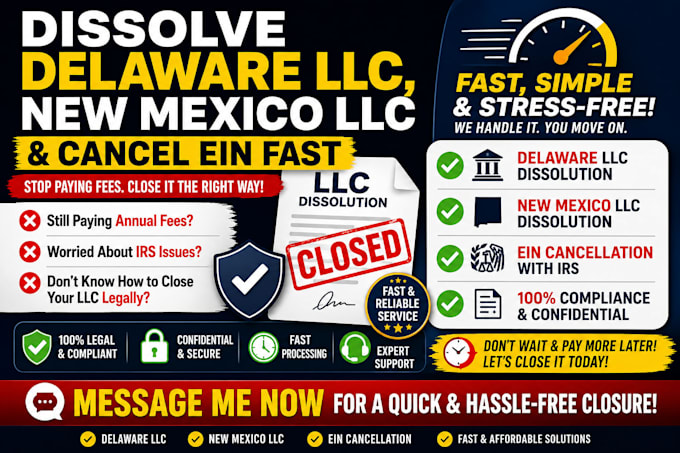 dissolve delaware llc new mexico llc and cancel ein fast