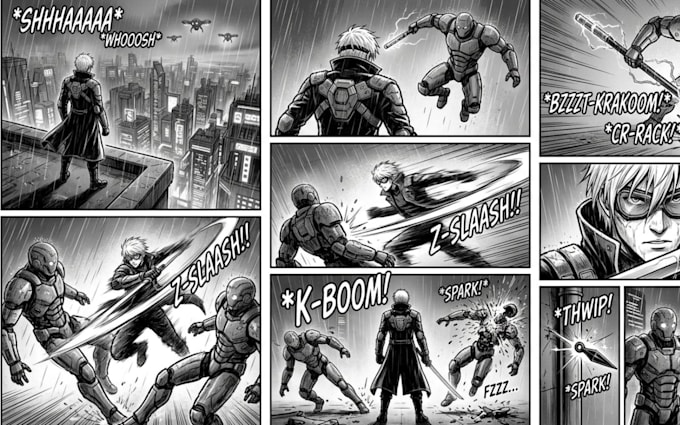draw manga comic pages storyboard webtoon panels anime manga manhwa illustration