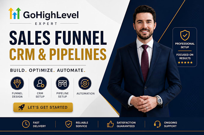 setup gohighlevel sales funnel design, optimization, CRM setup, pipelines