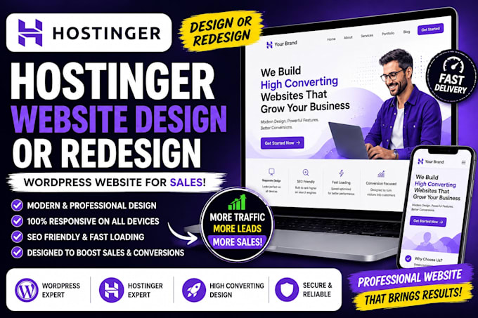 hostinger website design or redesign hostinger wordpress website for sales