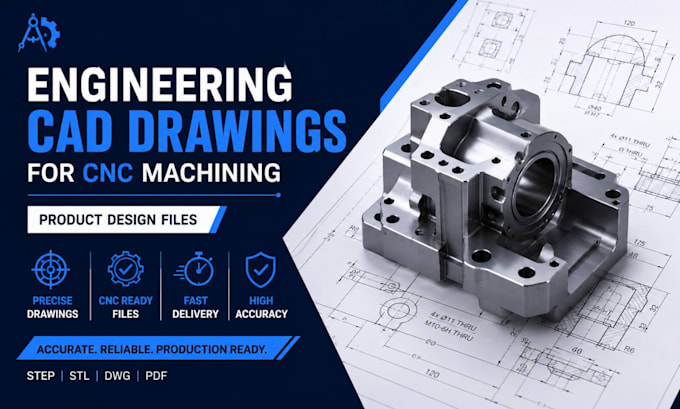 create engineering cad drawings for cnc machining, product design files