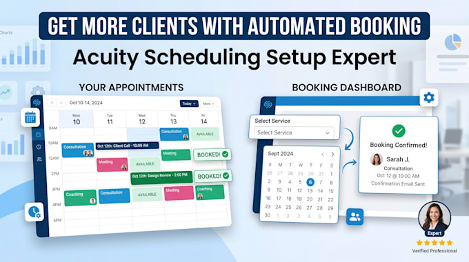 design and set up acuity scheduling booking page and appointment booking website