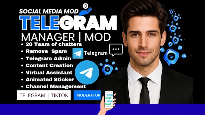 do telegram group moderator, community manager and social media admin