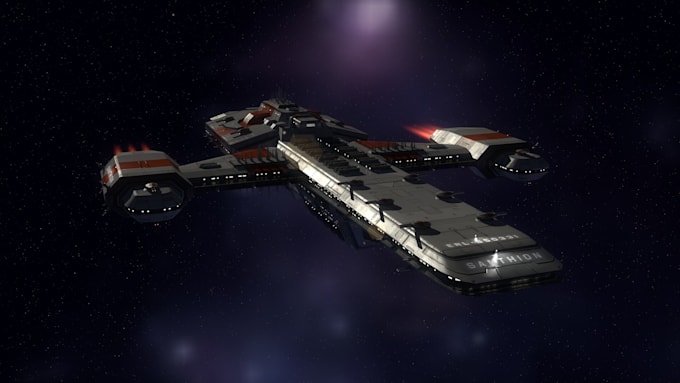 create 3d spaceship model, aircraft, space fighter, fighter jet  and aerospace