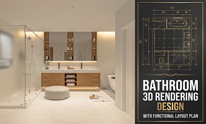 create photorealistic 3d bathroom interior and vanity render