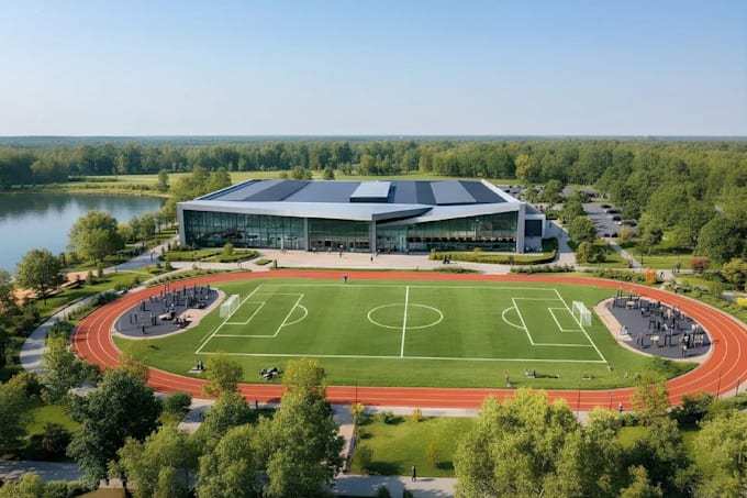 develop community sport complex, masterplan gaming arena, facility visualization