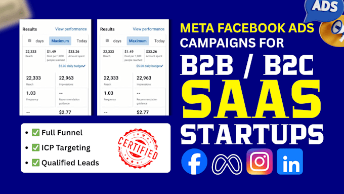 setup and manage meta facebook ads for b2b saas startup lead generation