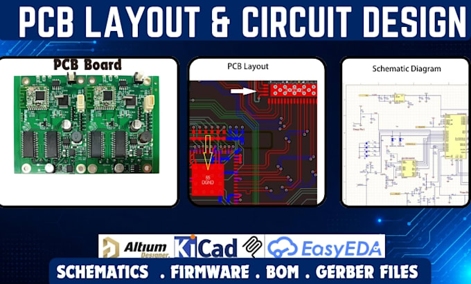 design custom pcb circuit design pcb layout schematics on altium kicad easyeda