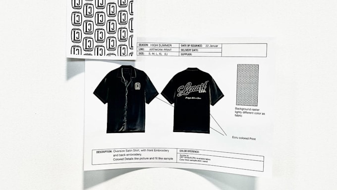 create a factory ready clothing tech pack for manufacturers