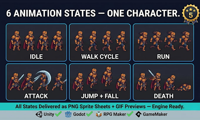 create pixel art sprite sheet character animation for indie game unity godot rpg