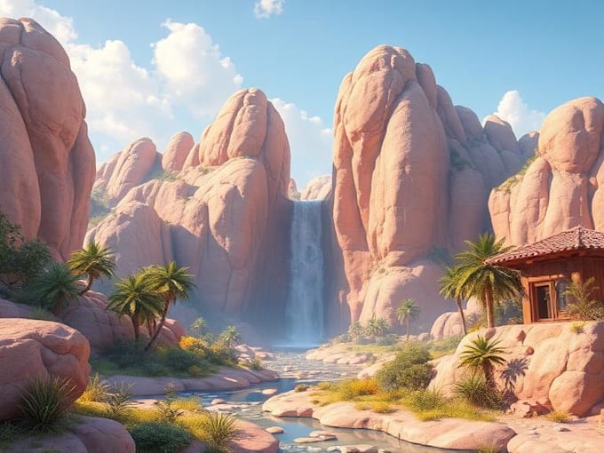 do realistic 3d illustration and background concept art
