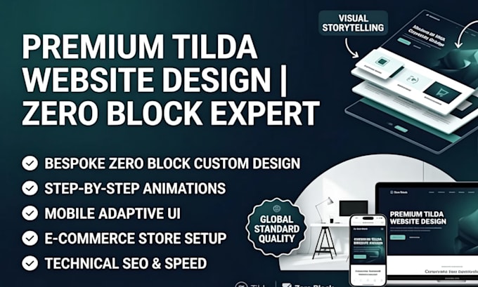 build a premium tilda website with zero block custom design store SEO