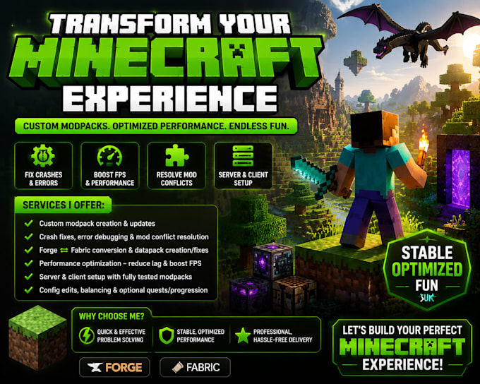 fix, optimize, convert minecraft modpacks, forge to fabric datapack solution