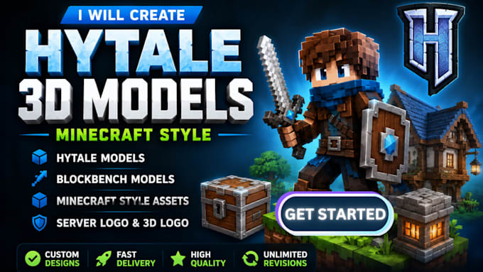 create hytale model blockbench 3d model minecraft logo hytale server games