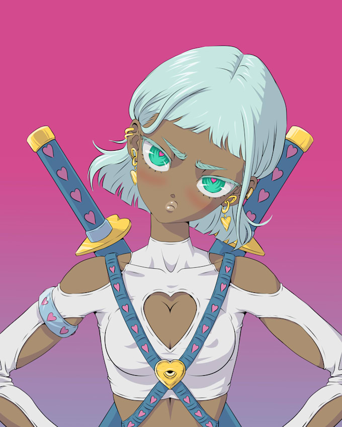 draw high quality anime bust character illustration