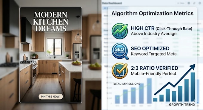 create high reach, pinterest algorithm optimized pin images