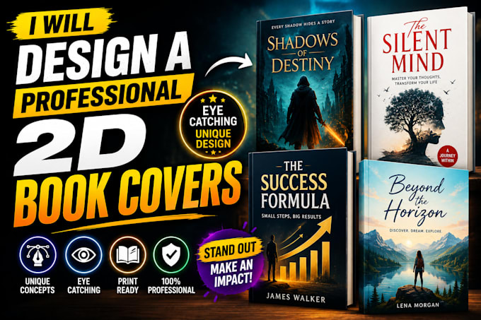 design a professional 2d book covers