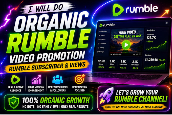 do organic rumble video promotion, rumble subscribers and rumble views