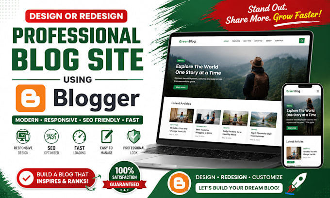 design or redesign a professional blog site using blogger