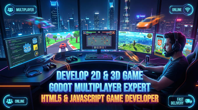 develop 2d or 3d game in godot, multiplayer game, HTML5 game, javascript game